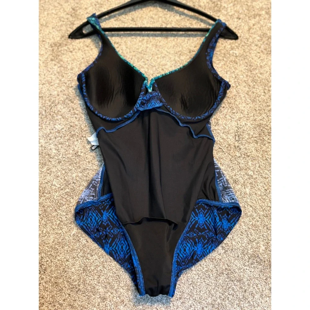 Miraclesuit One‎ Piece Swimsuit Womens Size 12 Blue Green Ombre Underwire Ruched